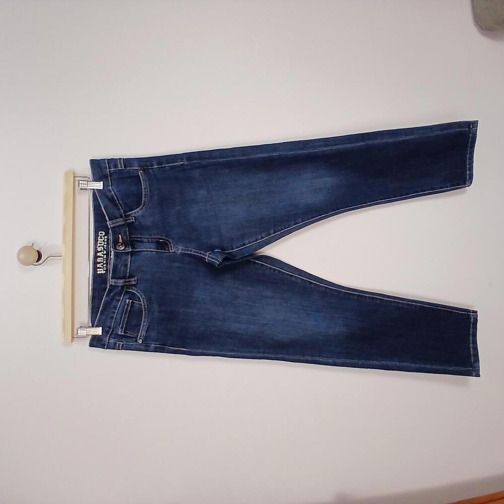 Parasuco Women 29 Dark Wash Jeans Mid Rise Cropped Ankle 25.5” Inseam Stretch